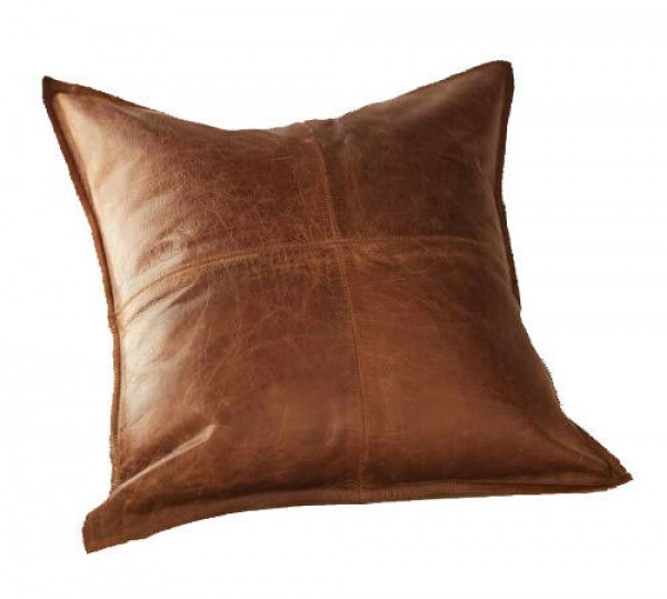 Genuine Lambskin Leather Cushion Pillow Cover Sofa Decorative Antique Color